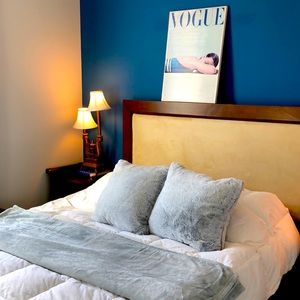 NWOT. Throw blanket. Plush 60” square. Powder blue. New